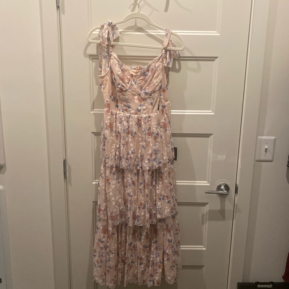 Lulu's Blush Floral Tiered Maxi Dress